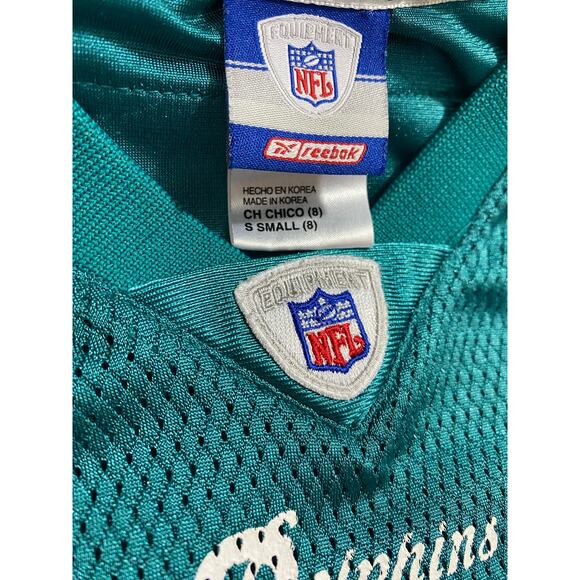 SEAU 55 Miami DOLPHINS NFL On Field Football REEBOK Jersey Youth Size S VINTAGE - Picture 8 of 9